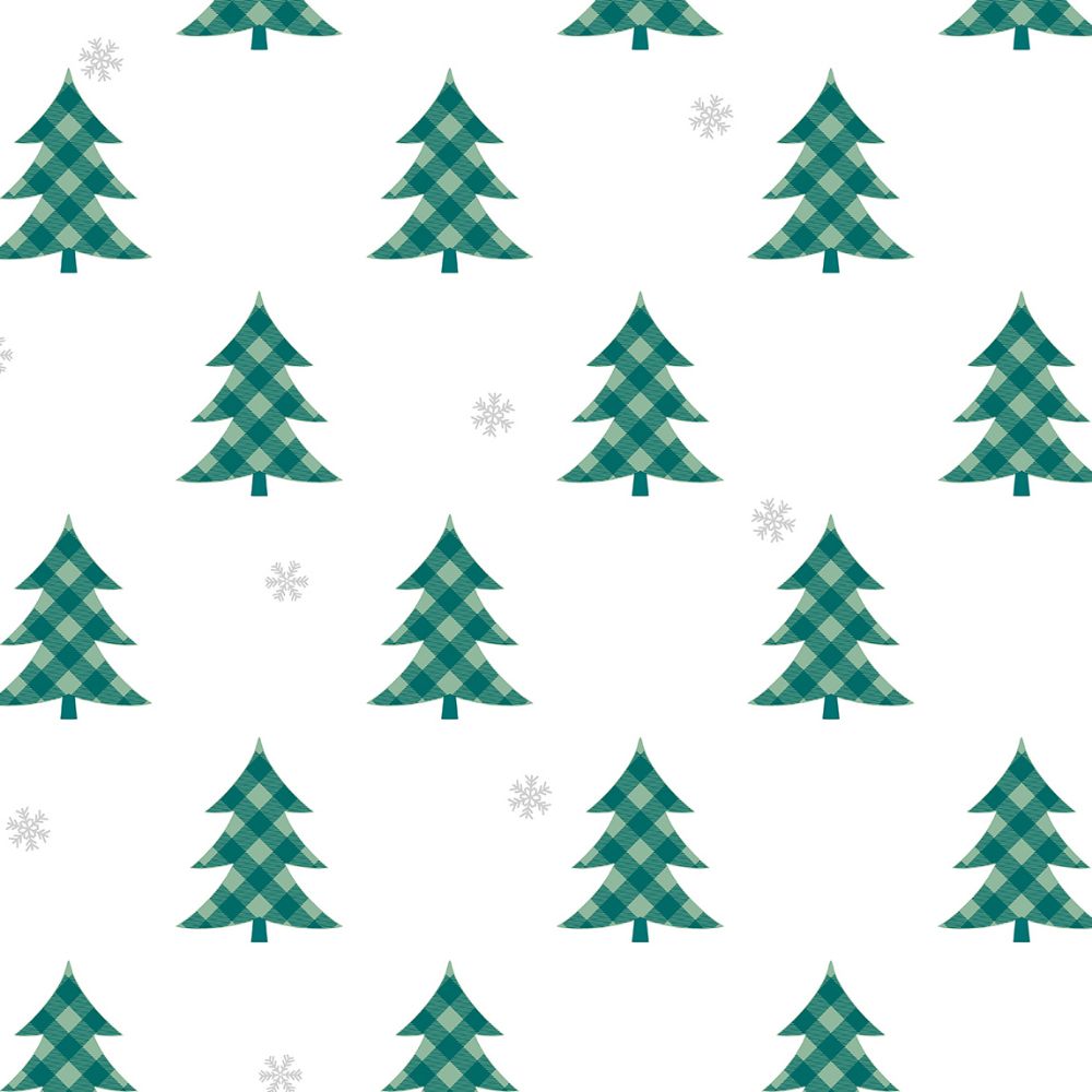 NextWall NW41104 Plaid Pines Wallpaper in Evergreen & Metallic Silver